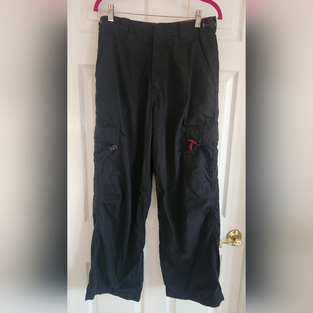 Men's Black and Red Cargo Pants By Transnine